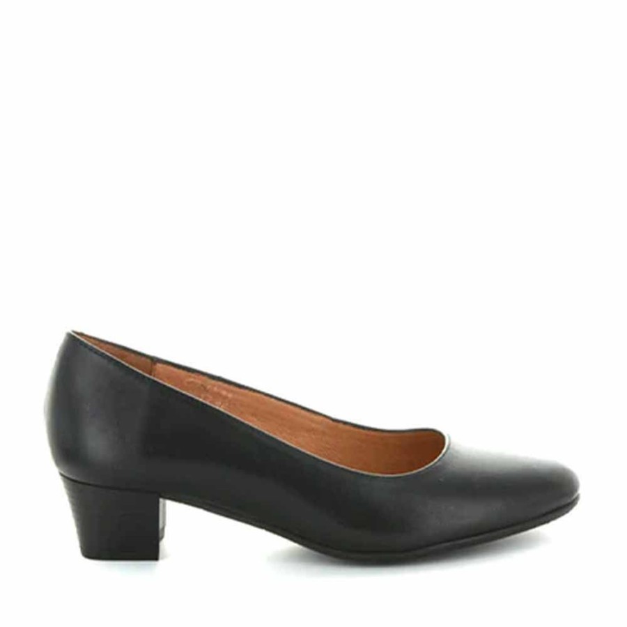 Shoes AEROBICS | 35Mm Black Aerobics Hostess Womens Classic Leather Court Shoe At Zagarra Blacknappa